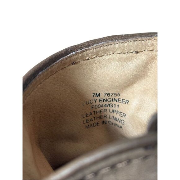 FRYE Lucy Engineer Boots Booties Taupe Brown Leather Size 7 Heel - Picture 8 of 16